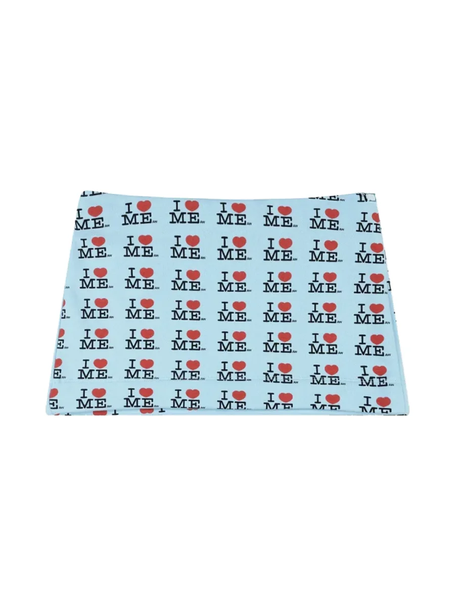 YWEMWZ | Heart Print Low-Rise Bodycon Mini Skirt - 2