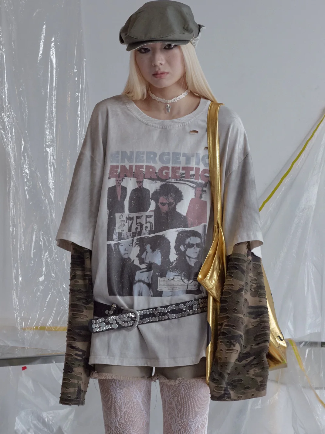Wonderful Story | Vintage Distressed Camouflage Fake-Layer T-Shirt