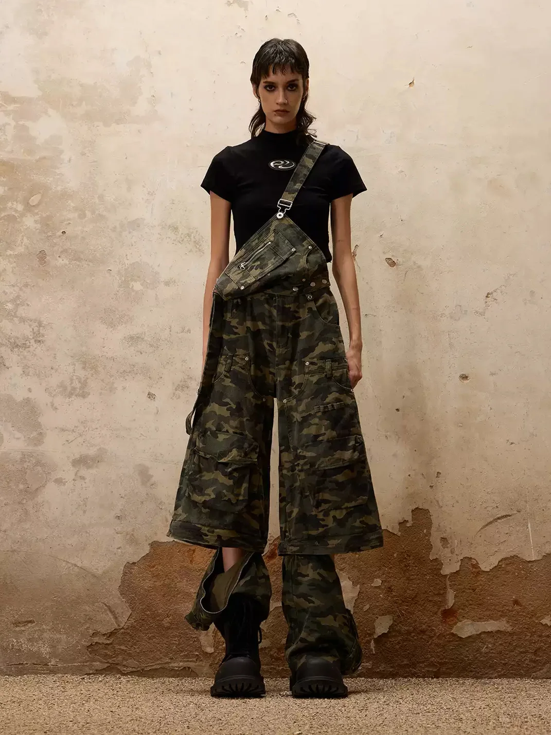 PERSONSOUL | Three-In-One Detachable Camouflage Bib Cargo Pants