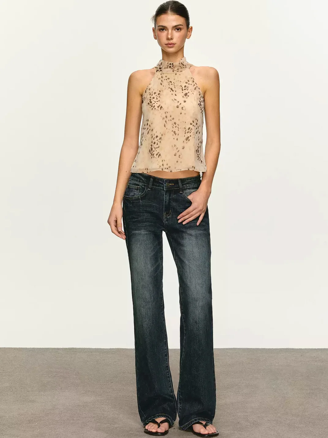 Anna aneae | Vintage Leopard Chiffon Halter Tank Top