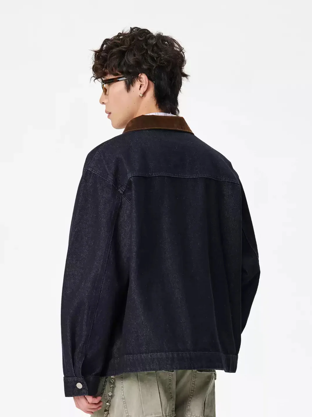 Wonderful Story | Contrast Collar Buckle Denim Workwear Jacket