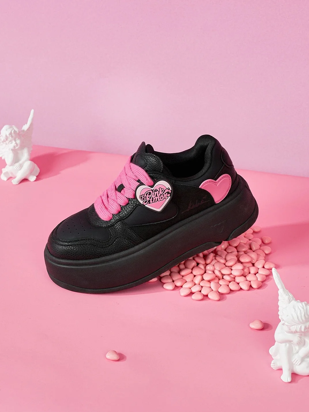 PINKAMOR | Black Platform Casual Sneakers