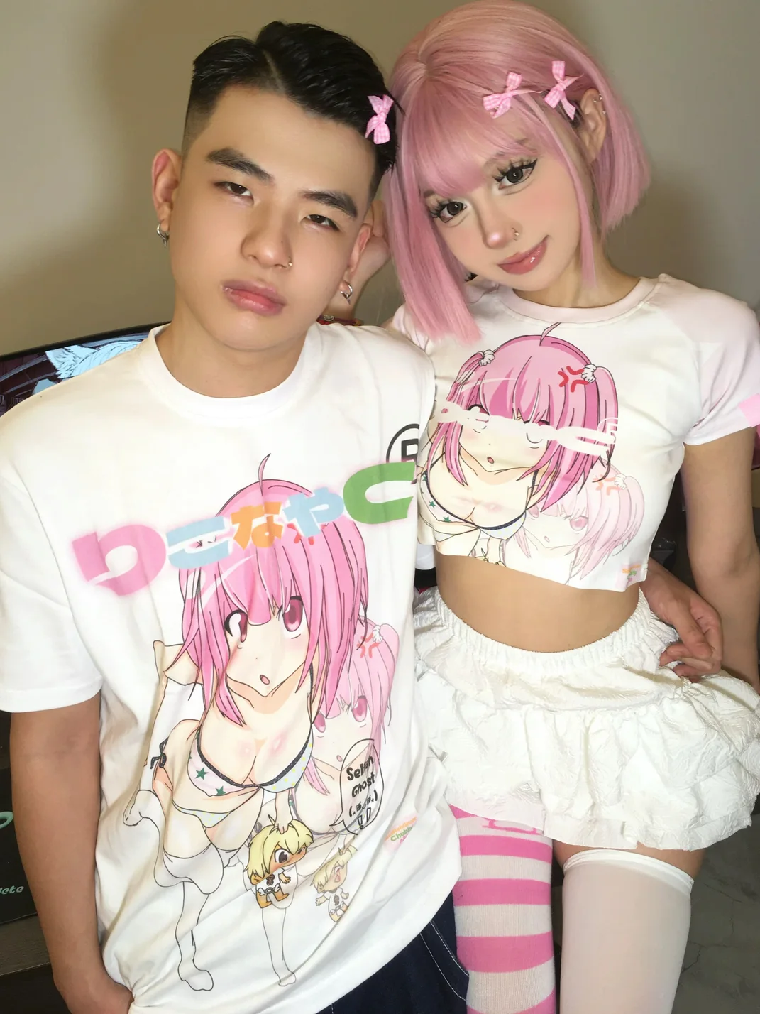 Selfish Ghost | Anime Raglan Short Sleeve Couple T-Shirt
