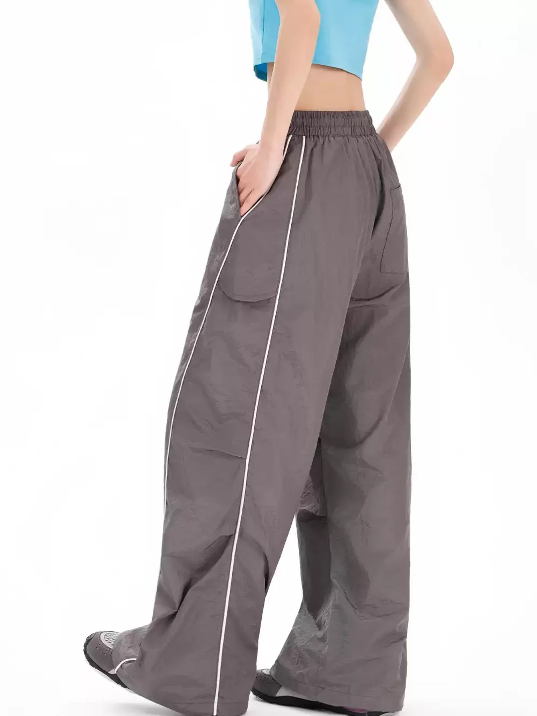 Wonderful Story | Retro Lightweight Mesh Drawstring Wide Leg Pants