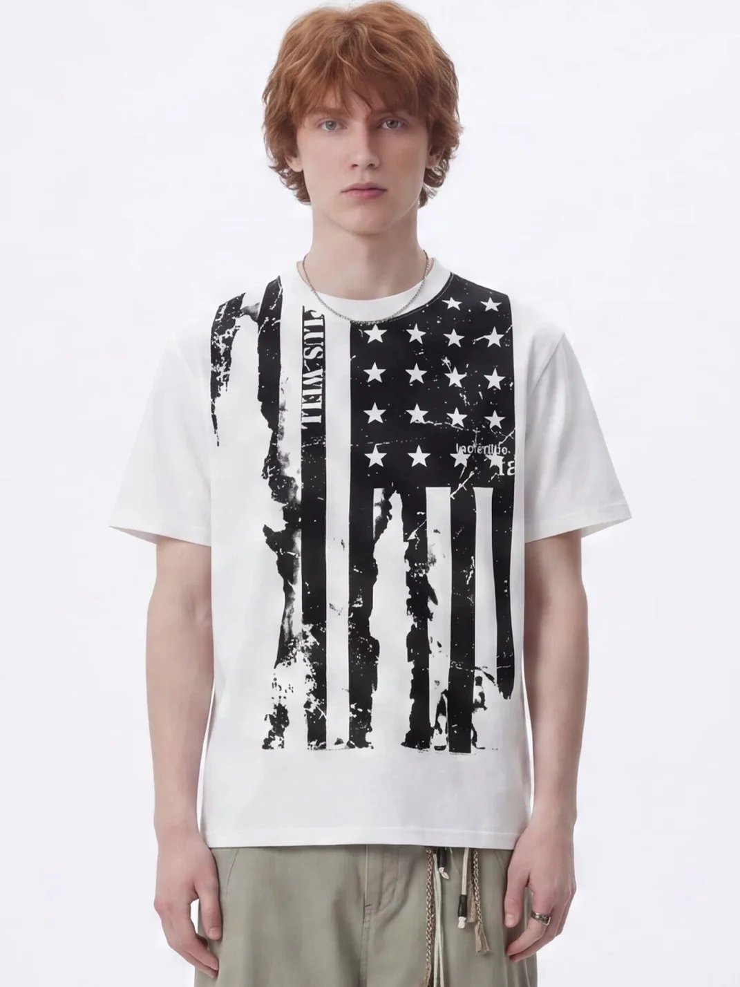 Wonderful Story | Distressed Flag Print T-Shirt