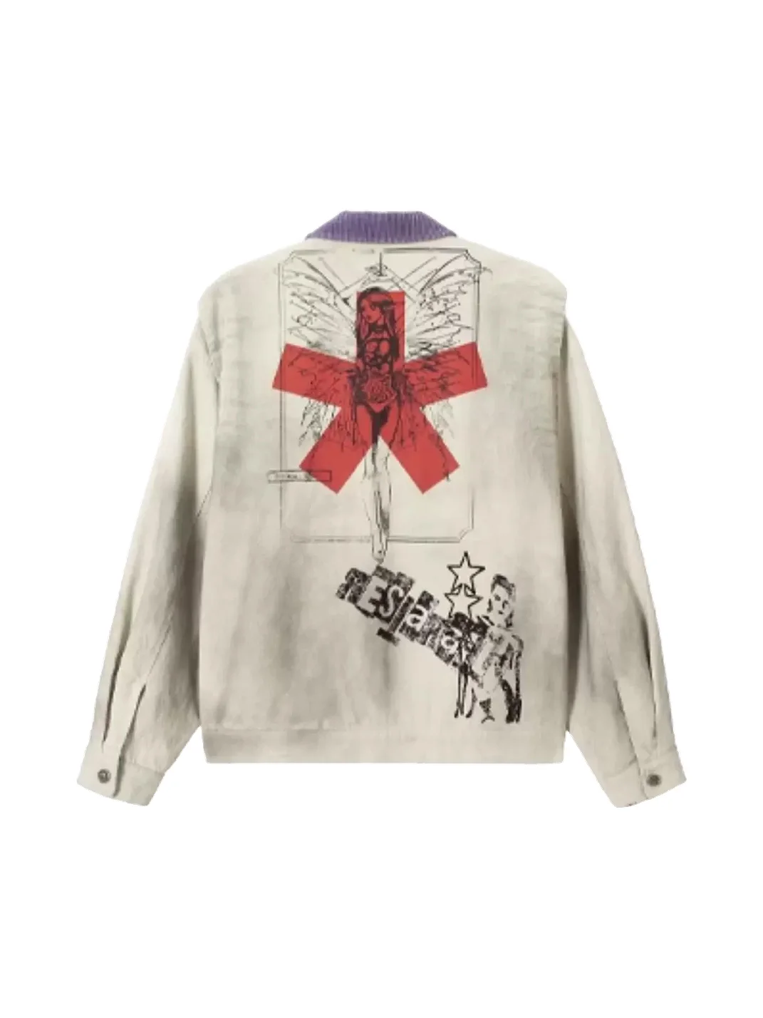 Wonderful Story | Contrast Collar Badge Print Jacket