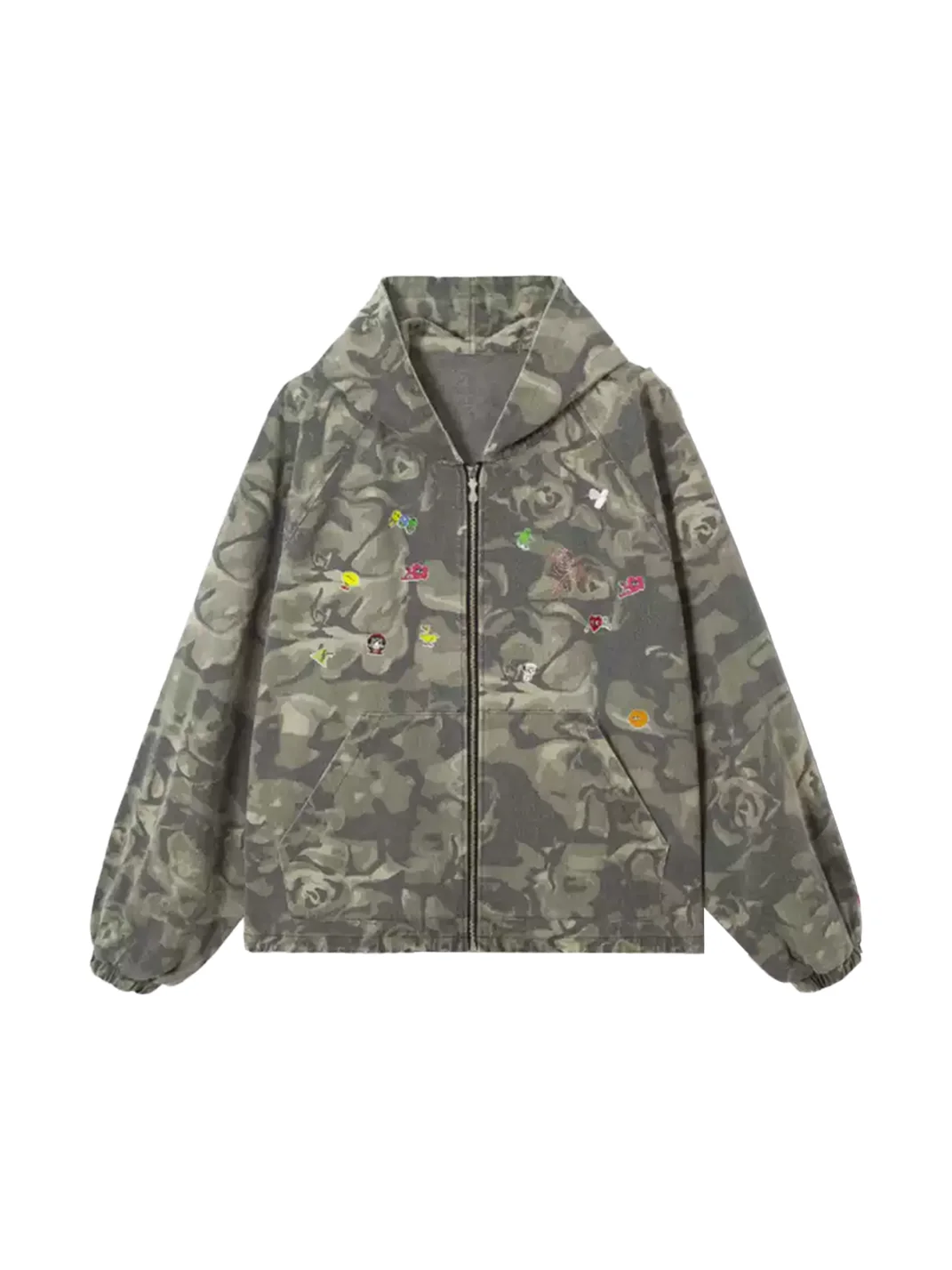 Wonderful Story | Camouflage Graffiti Patchwork Hooded Jacket