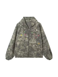 Wonderful Story | Camouflage Graffiti Patchwork Hooded Jacket
