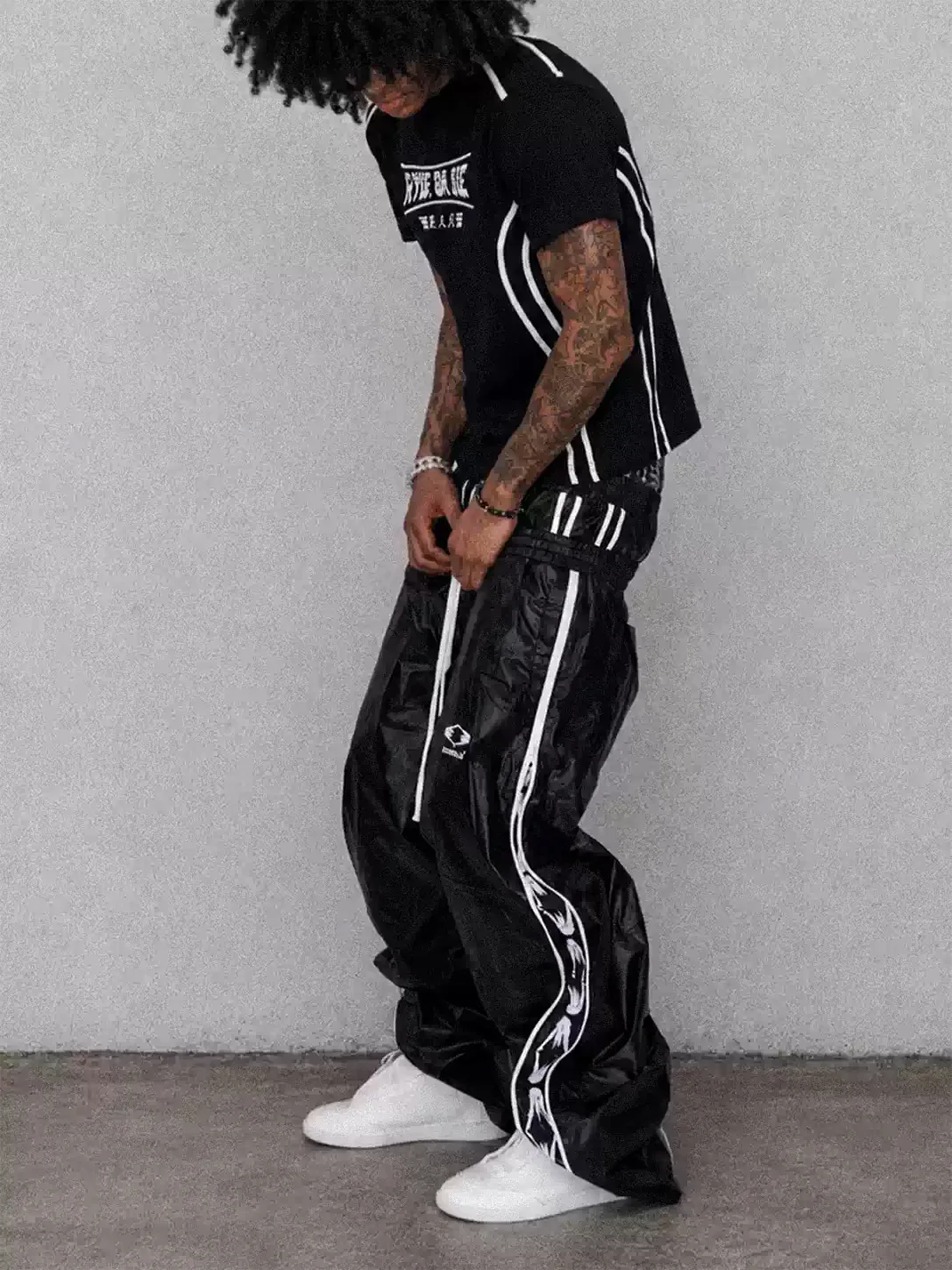 LoseControlEdge | Double Waist Coated Wide Leg Pants