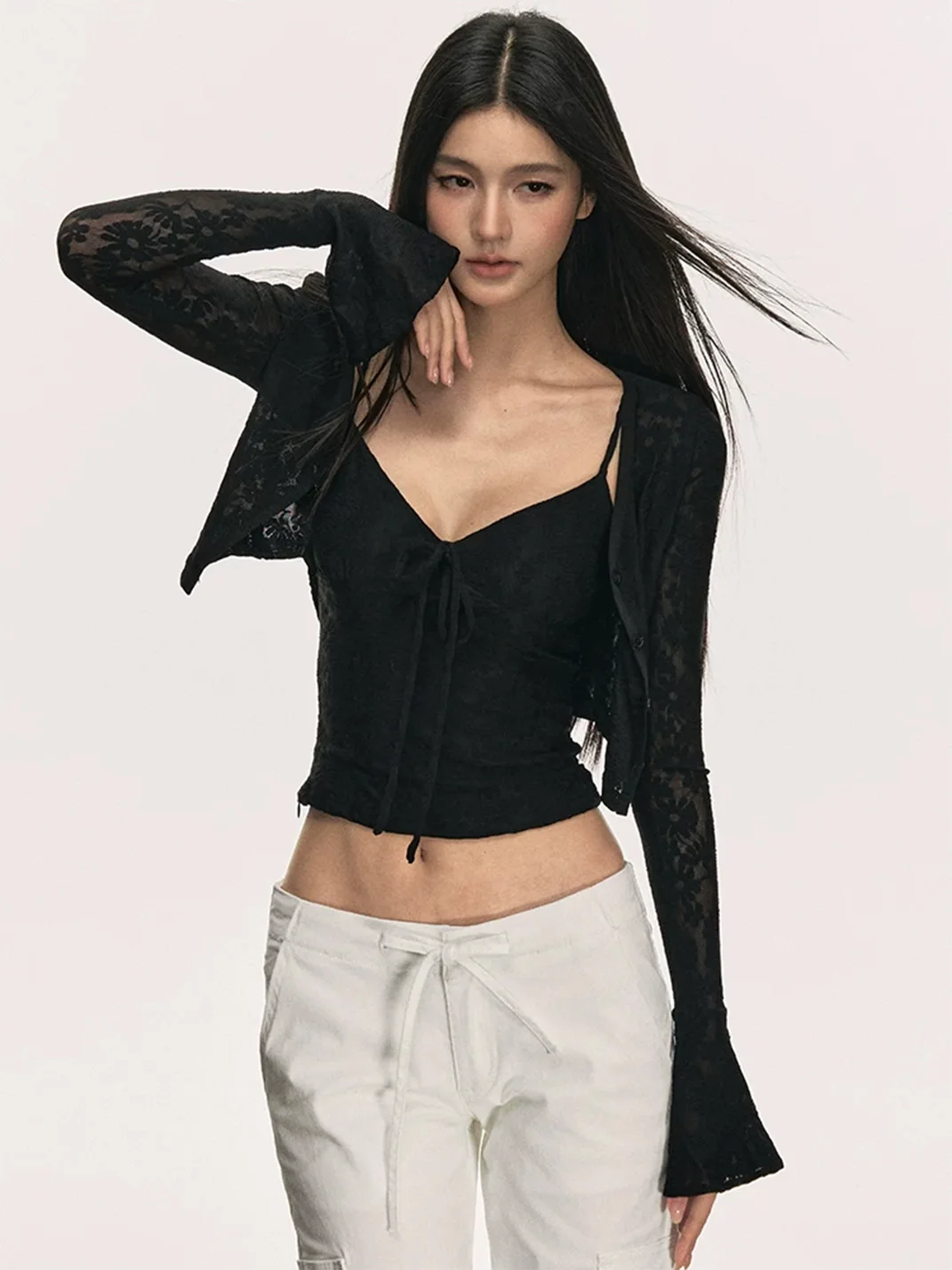 Anna aneae | Women's Lace Camisole And Cardigan Set