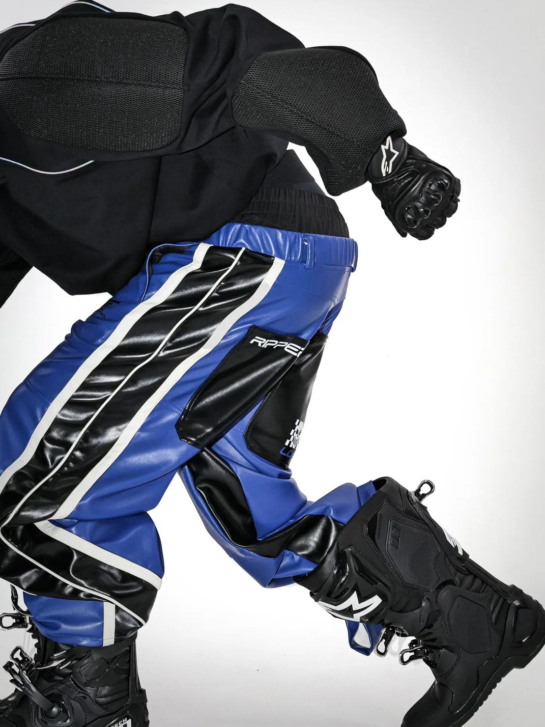 LoseControlEdge | Double Waist Colorblock Racing Leather Pants