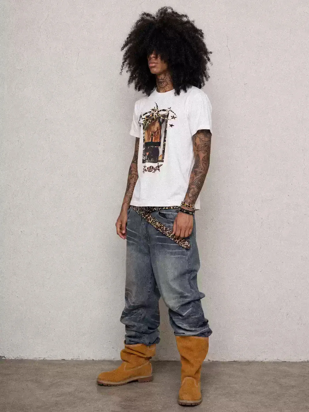 LoseControlEdge | Leopard Portrait Print Slim Fit T-Shirt