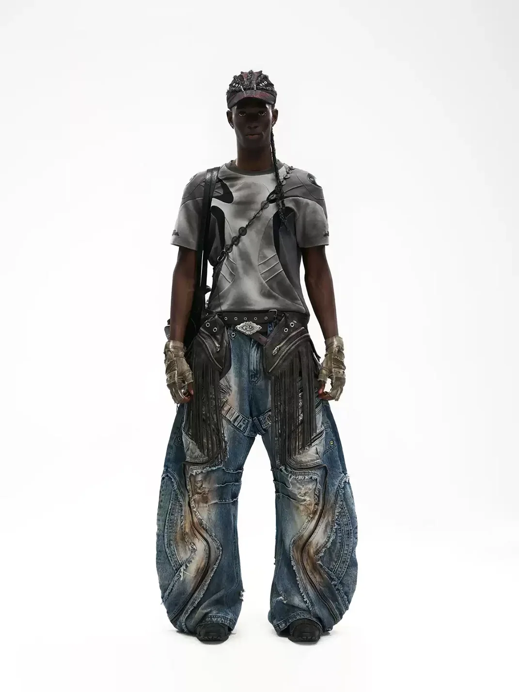 PERSONSOUL | Leather Fringe Waist Bag Belt