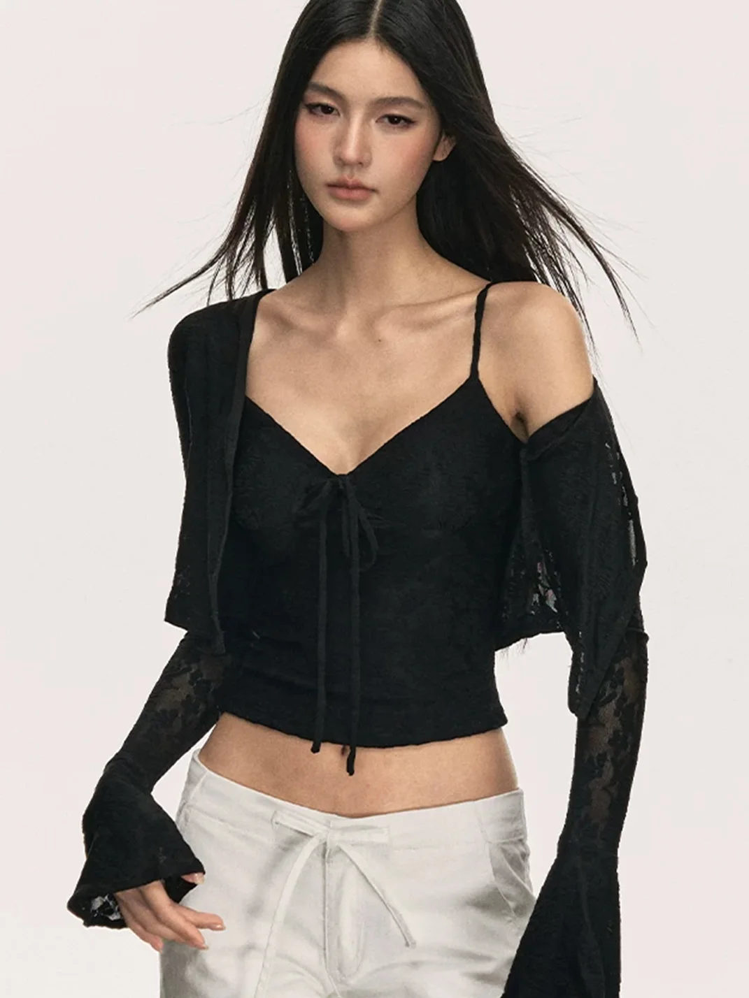 Anna aneae | Women's Lace Camisole And Cardigan Set