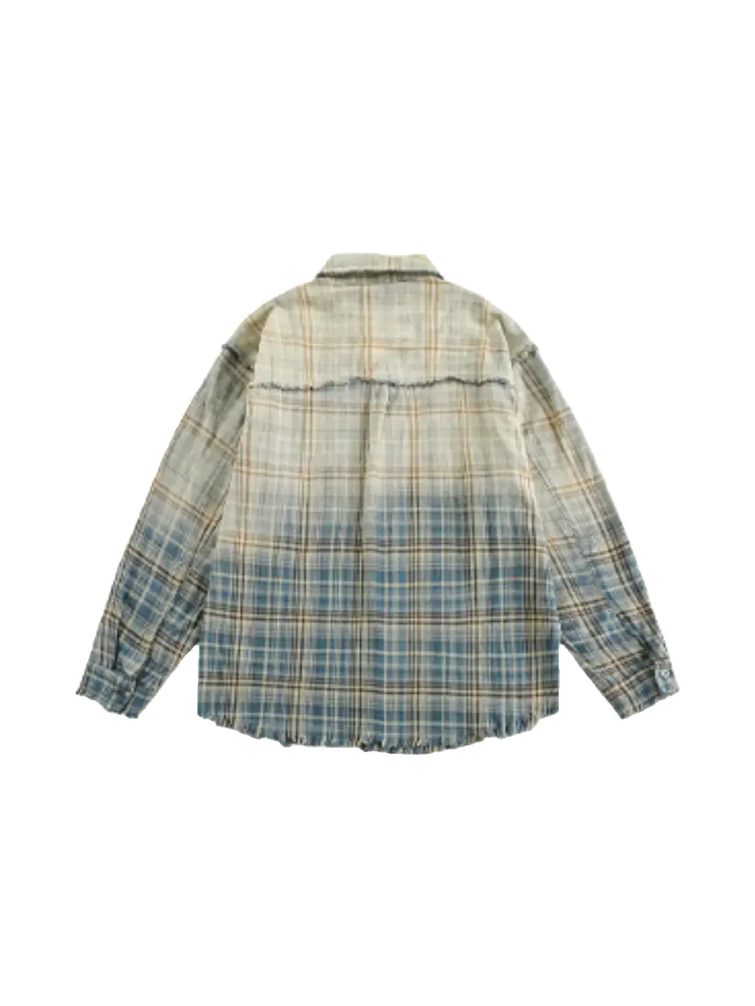 Wonderful Story | Gradient Frayed Plaid Long Sleeve Shirt