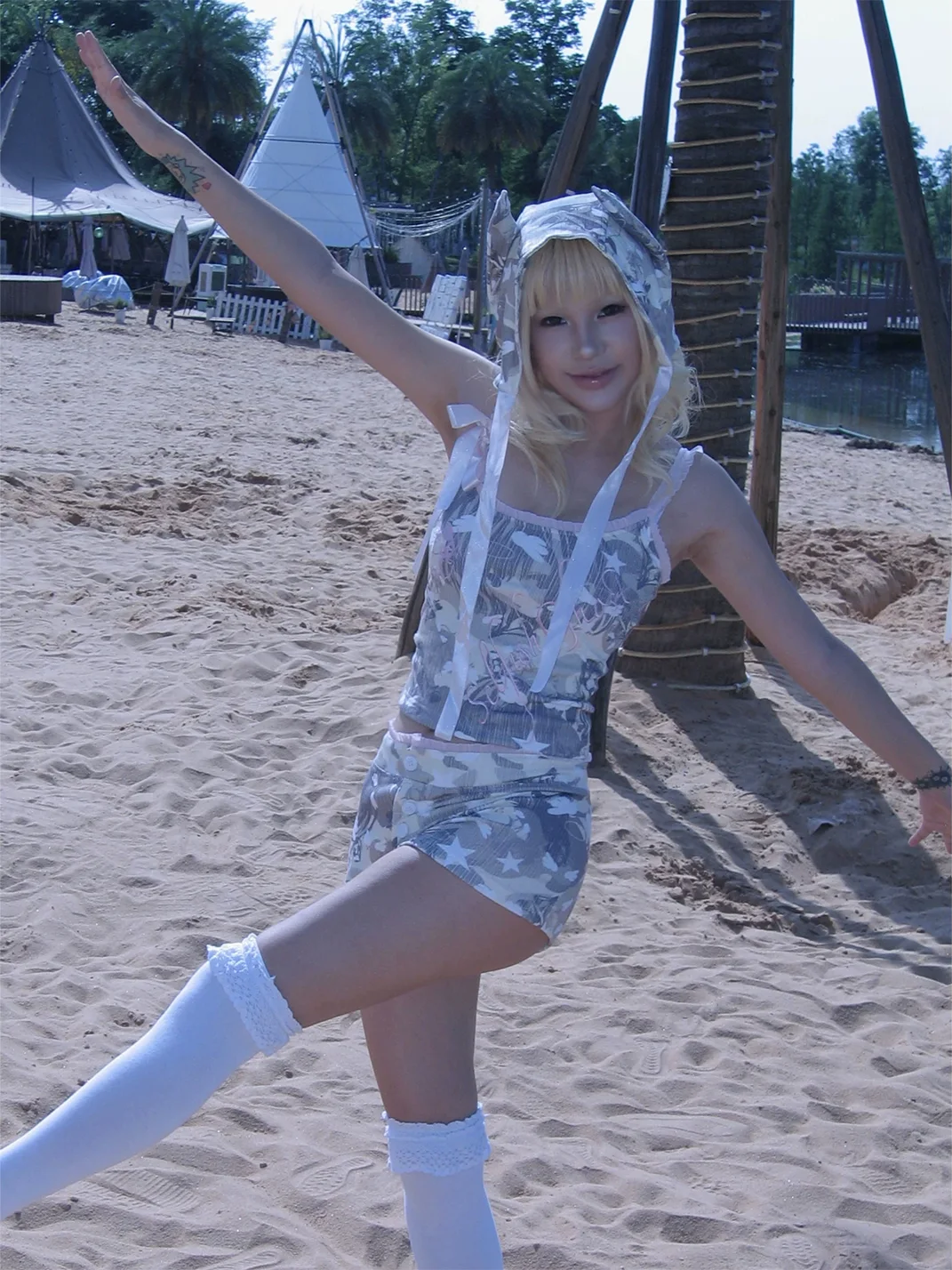 Selfish Ghost | Camouflage Lace Camisole Shorts Set