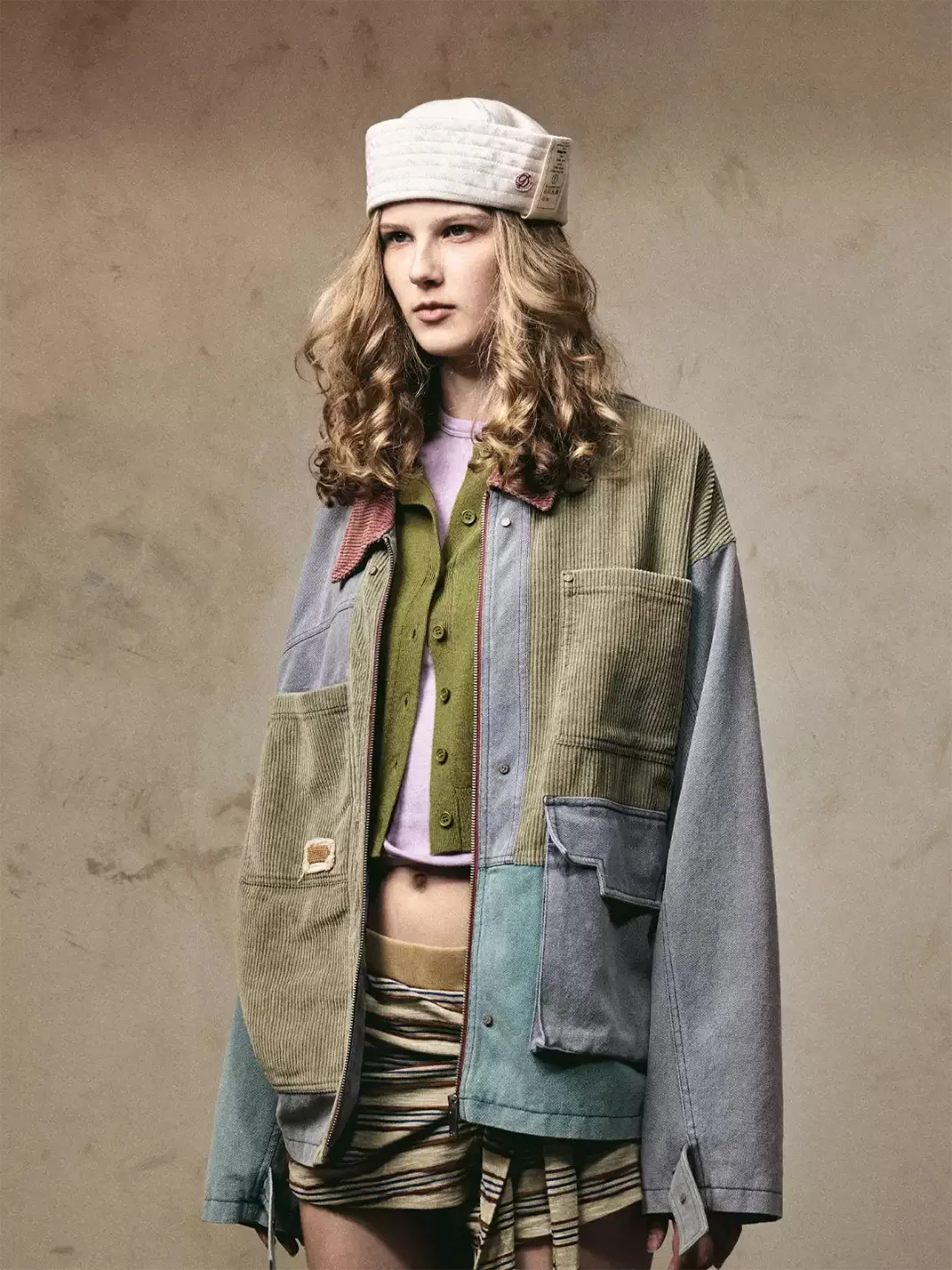 Wonderful Story | Asymmetrical Patchwork Cotton Workwear Jacket
