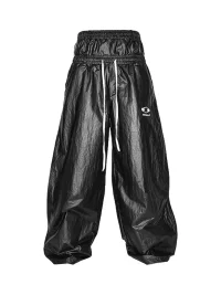 LoseControlEdge | Double Waist Coated Wide Leg Pants
