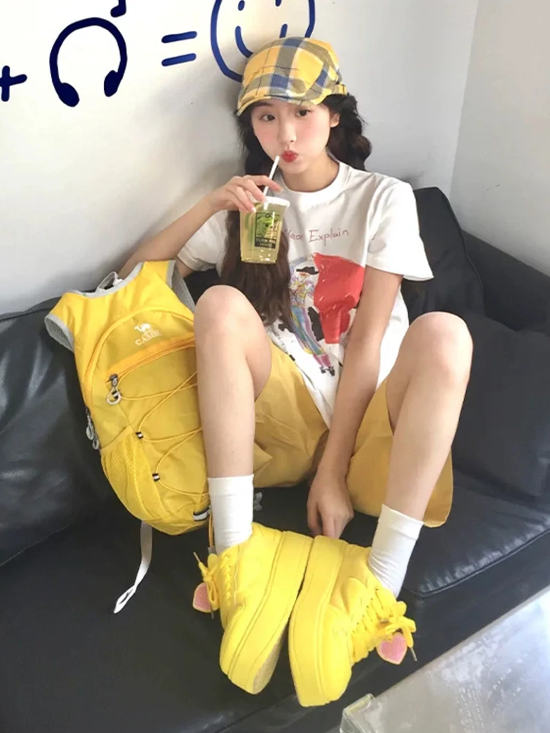 PINKAMOR | Yellow Cupid Platform Casual Sneakers