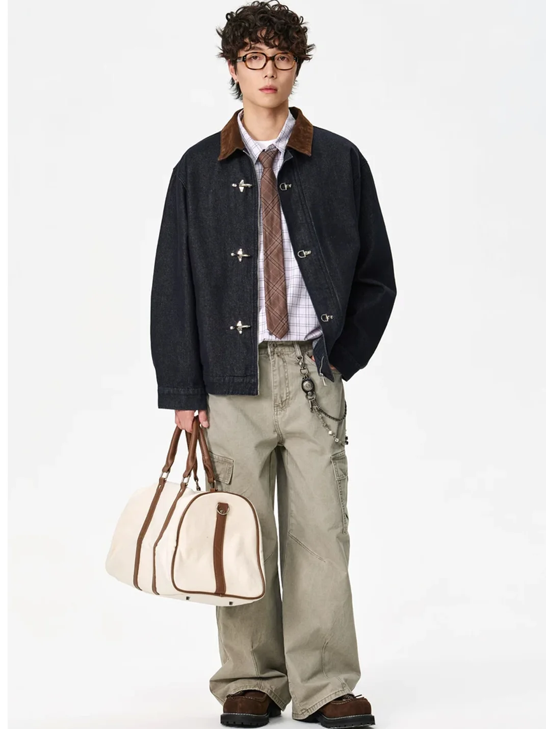 Wonderful Story | Contrast Collar Buckle Denim Workwear Jacket