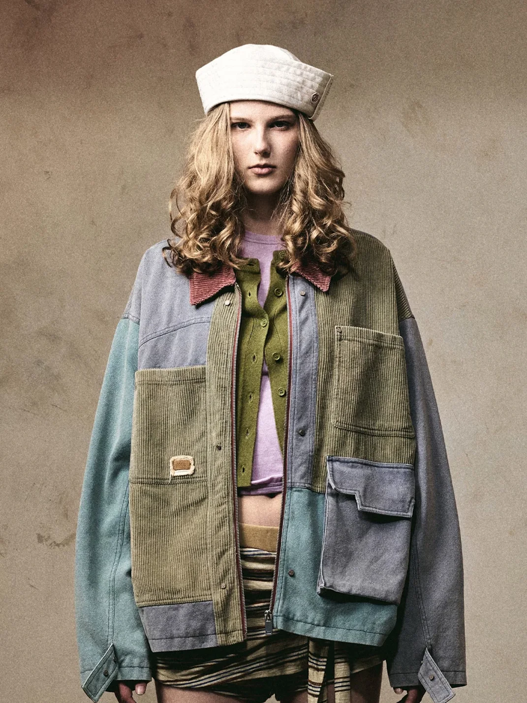 Wonderful Story | Asymmetrical Patchwork Cotton Workwear Jacket