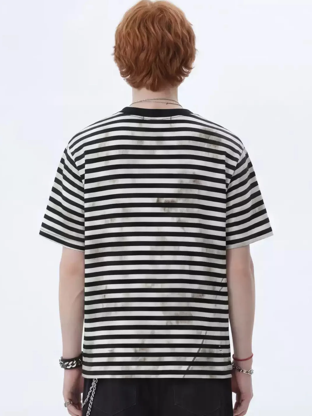 Wonderful Story | Distressed Striped Relaxed Crew Neck T-Shirt