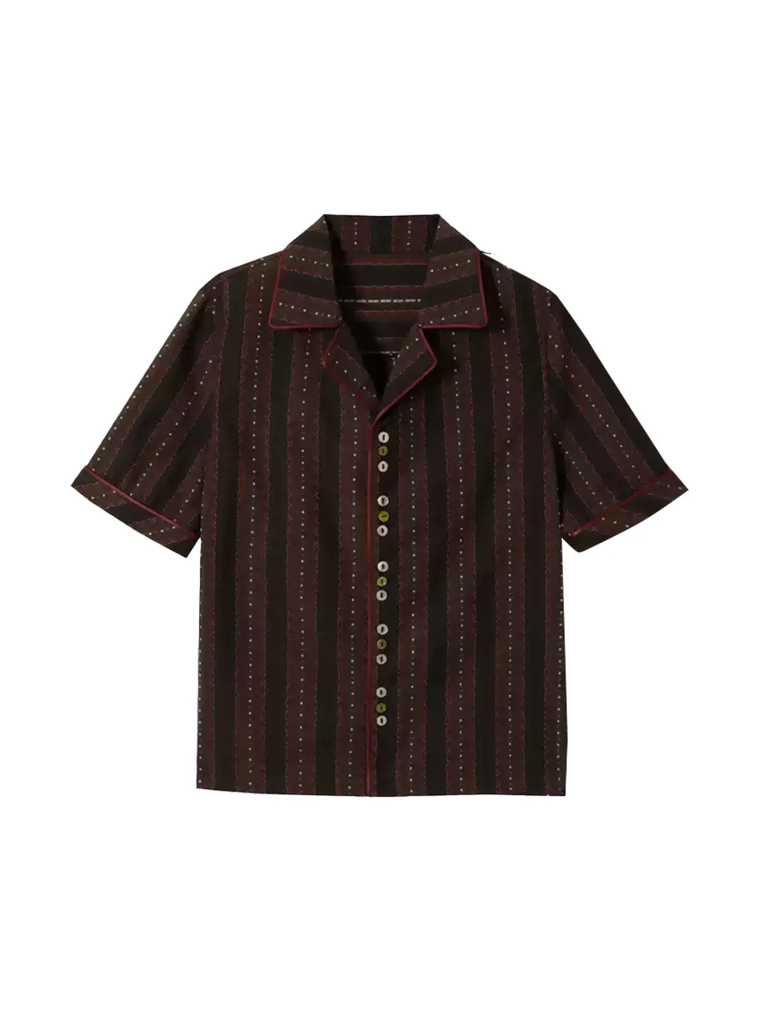 Wonderful Story | Retro Brown Striped Colorblock Button Shirt