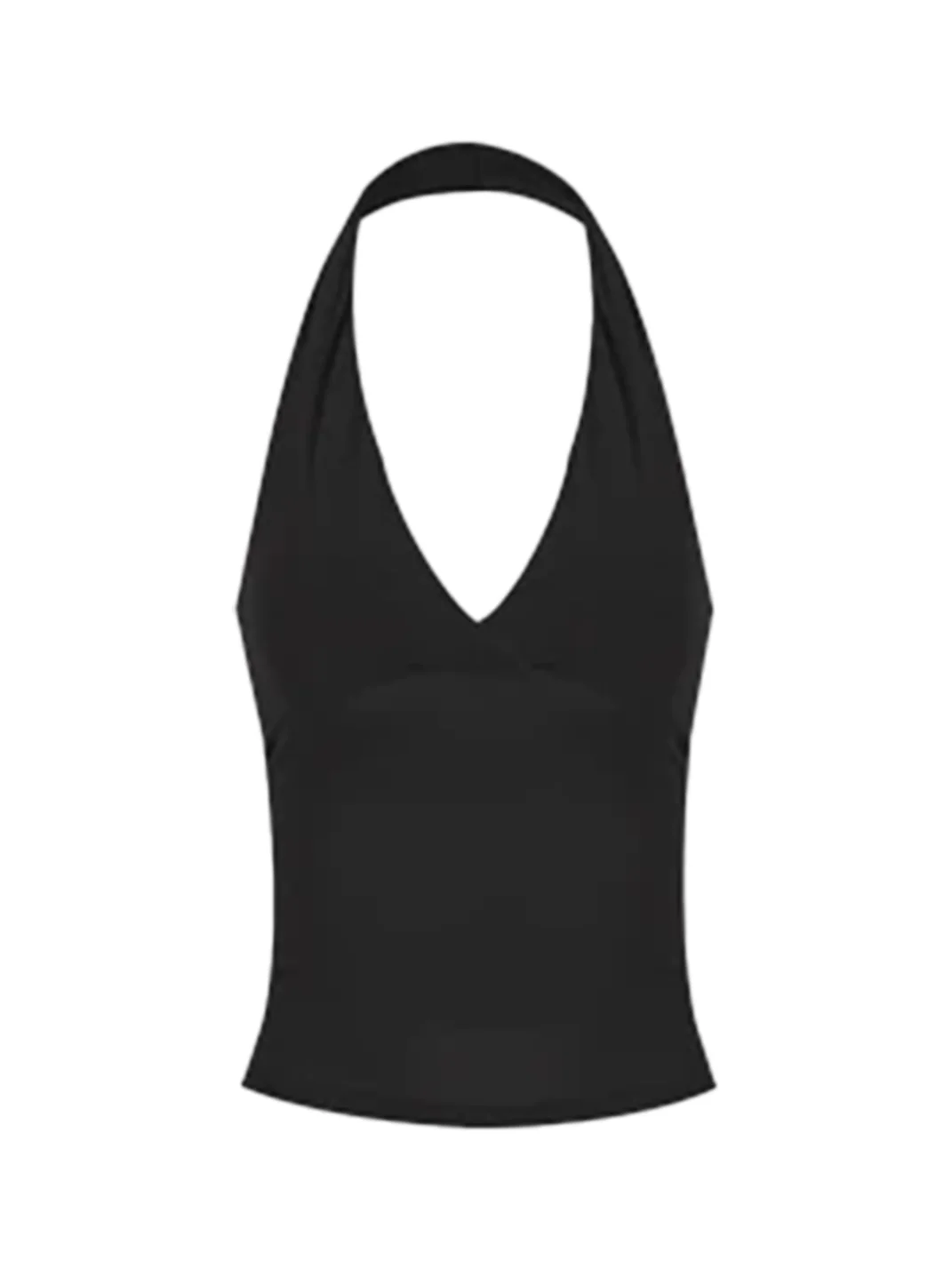 Anna aneae | Women's Halter V-Neck Cropped Tank Top
