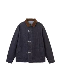 Wonderful Story | Contrast Collar Buckle Denim Workwear Jacket