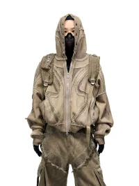 PERSONSOUL | Deconstructed Garment Dyed Zip Hoodie