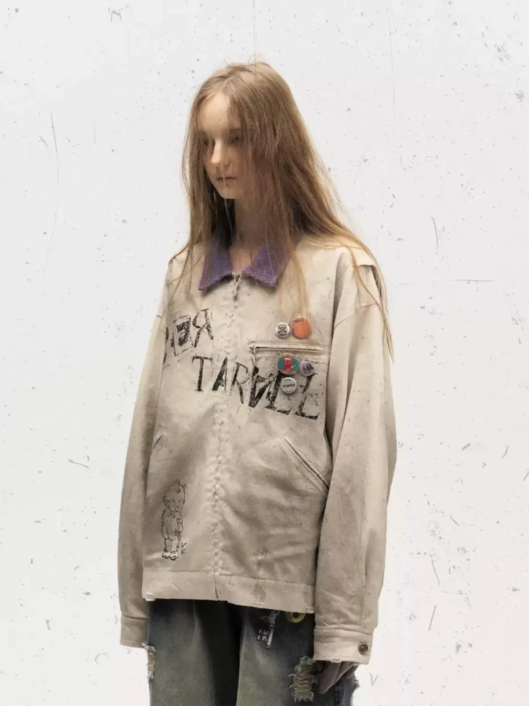 Wonderful Story | Contrast Collar Badge Print Jacket