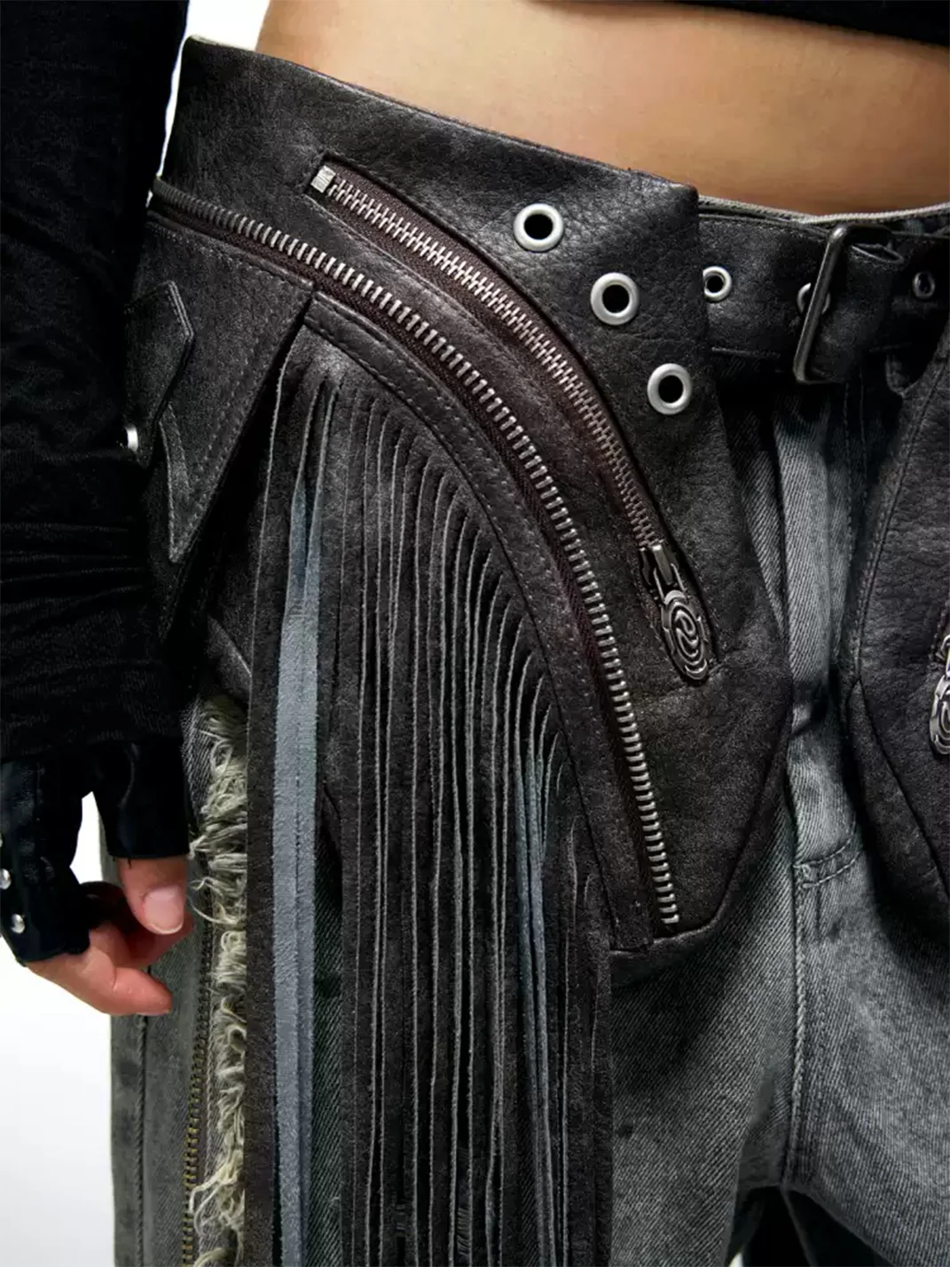 PERSONSOUL | Leather Fringe Waist Bag Belt