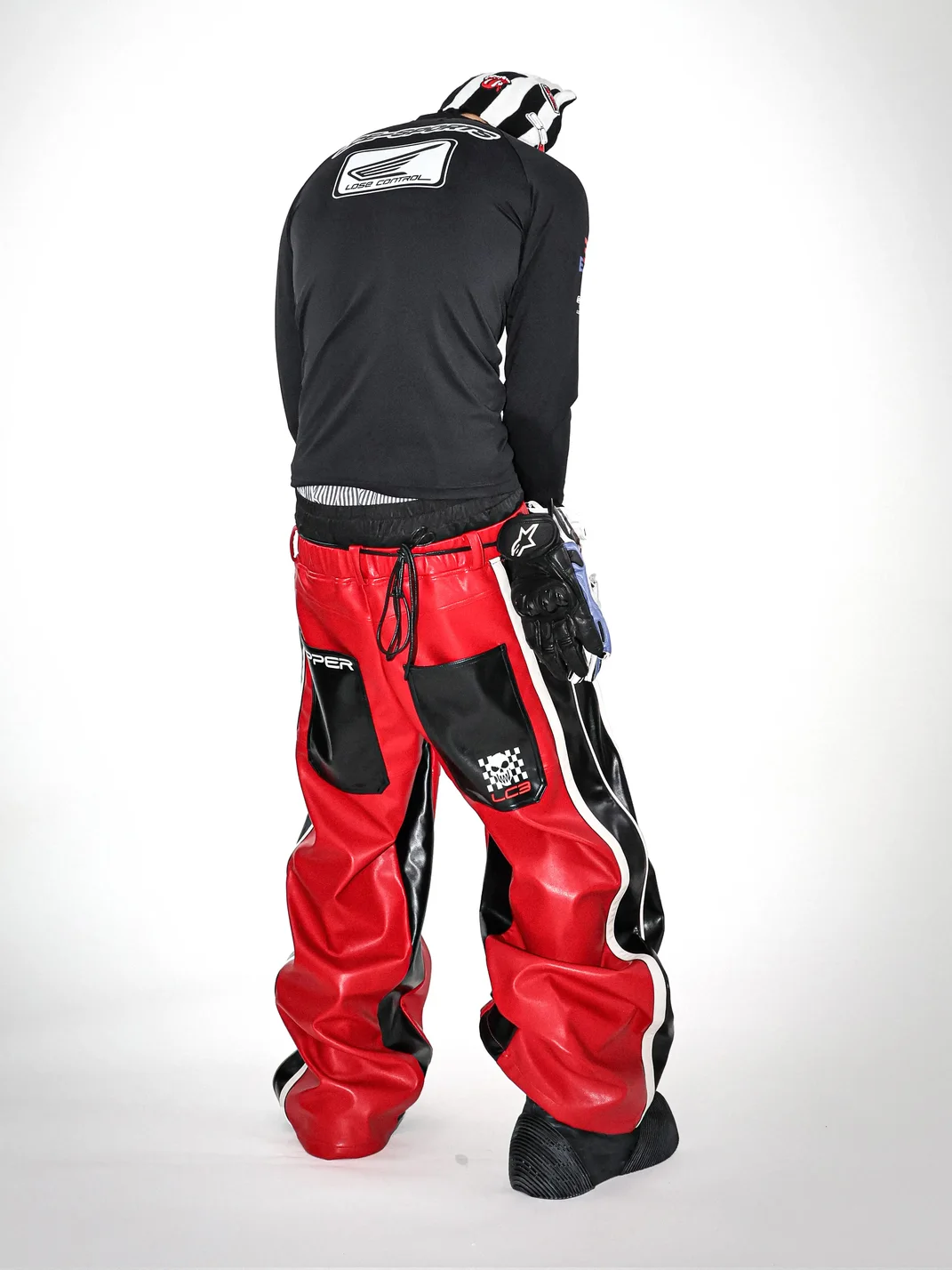 LoseControlEdge | Double Waist Colorblock Racing Leather Pants