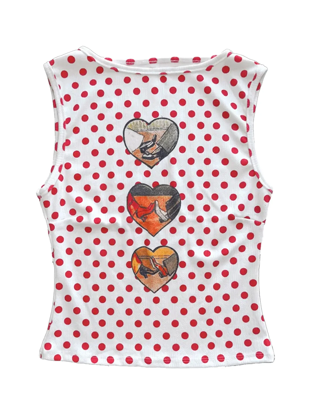 YWEMWZ | Polka Dot Fitted Sleeveless Tank Top