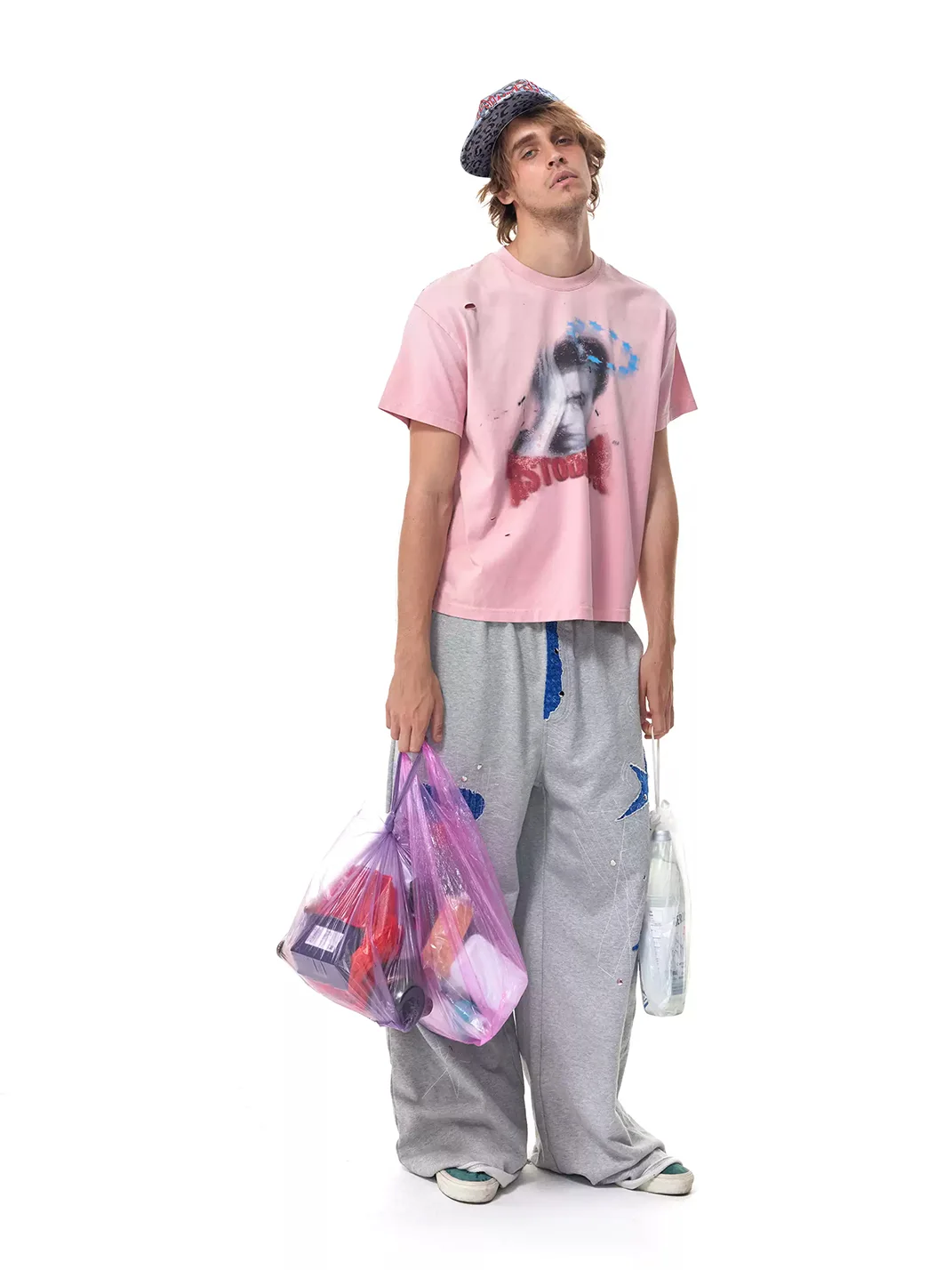HAS2SONS | Pink Washed Distressed Boxy T-Shirt
