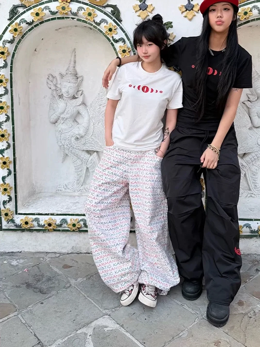 KARMANISTIC | Full Print Loose Wide Leg Jeans