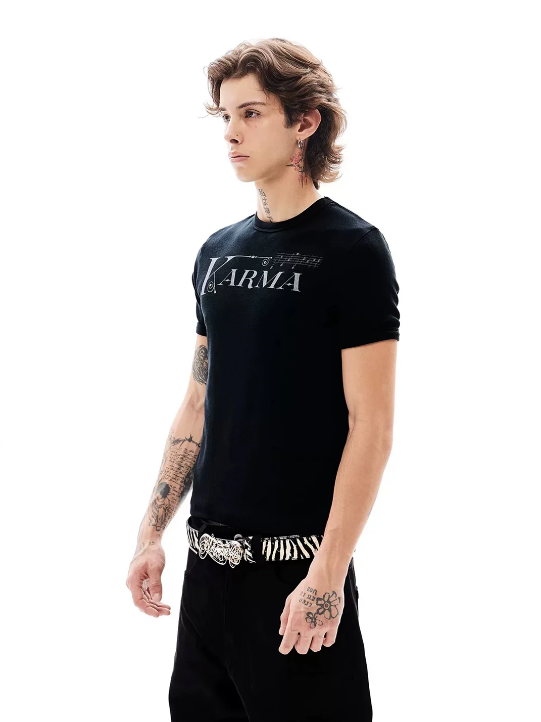 KARMANISTIC | Relaxed Music Note Print T-Shirt