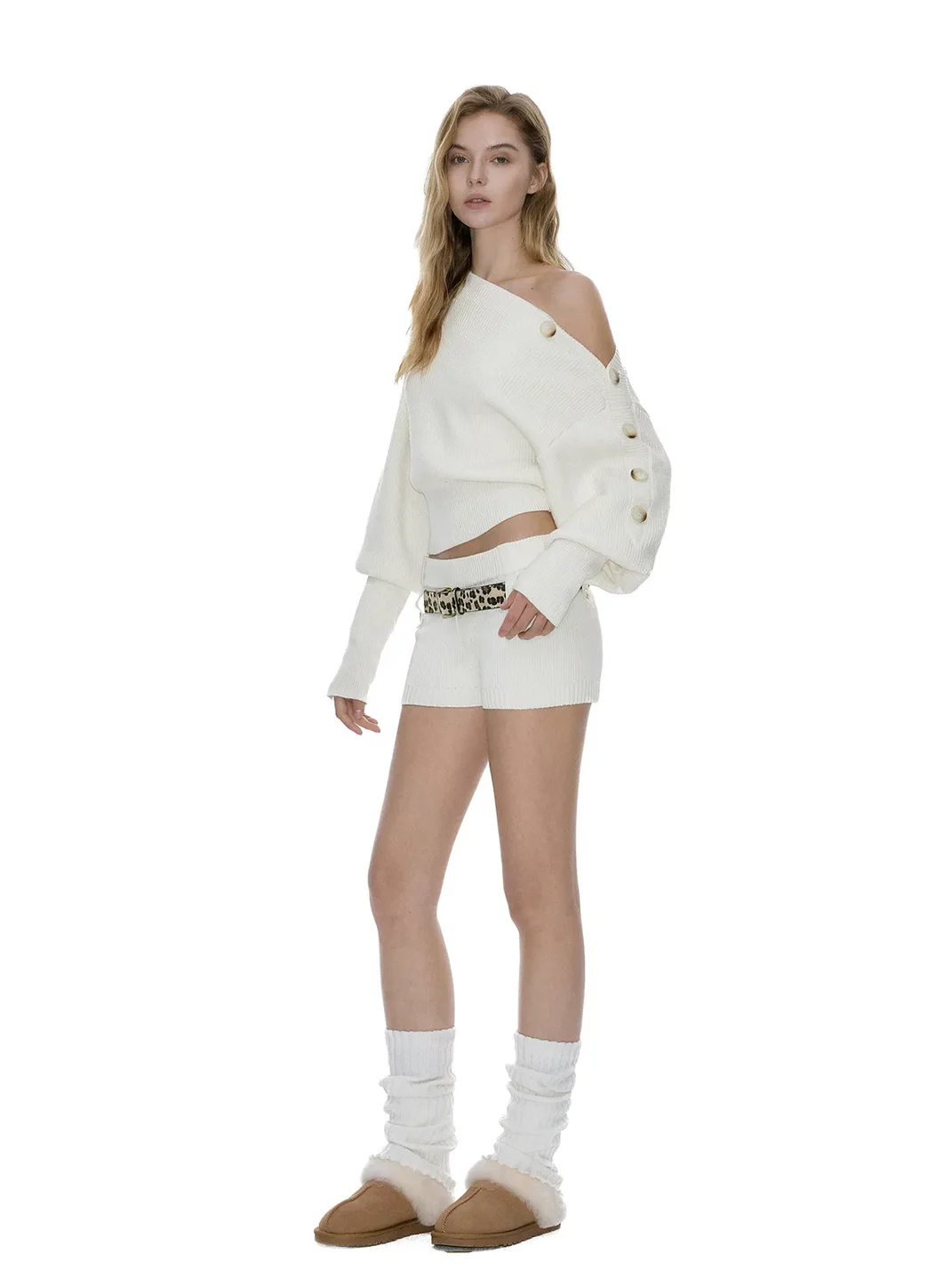 Ayo | Two-Way Off-Shoulder Textured Knit Sweater