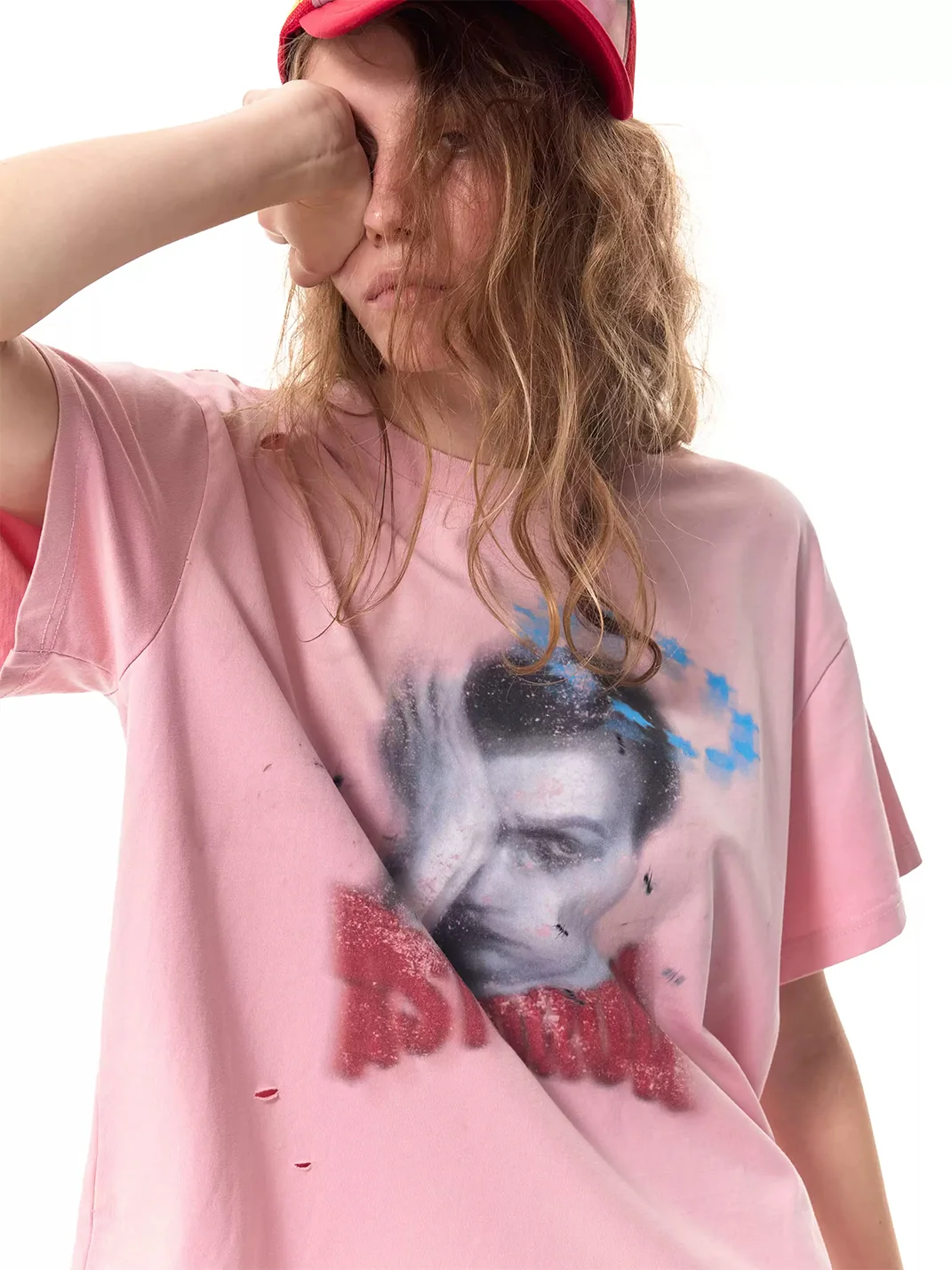 HAS2SONS | Pink Washed Distressed Boxy T-Shirt