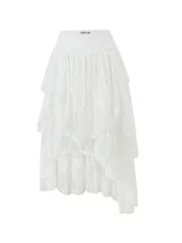 Ayo | Asymmetric Layered Lace Midi Skirt