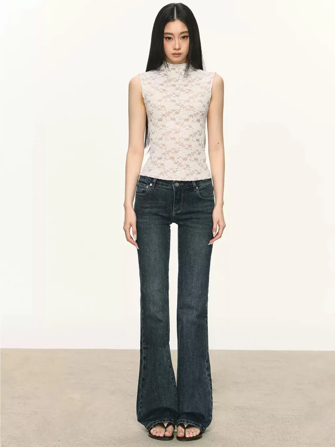 Anna aneae | Lace High Neck Fitted Tank Top