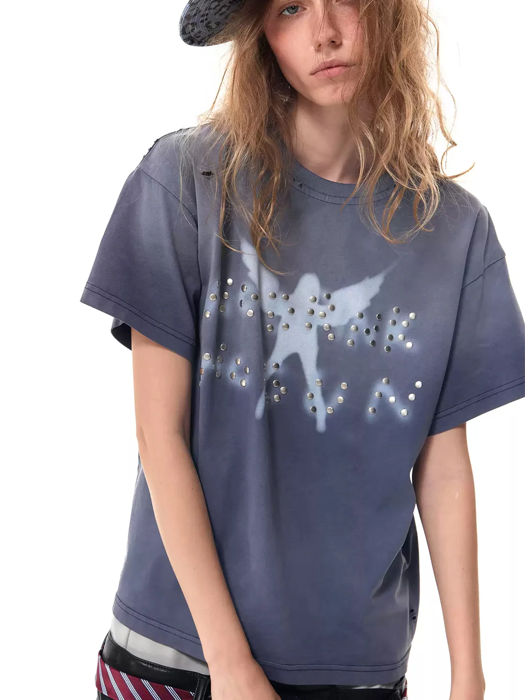 HAS2SONS | Distressed Angel Graphic Cropped T-Shirt