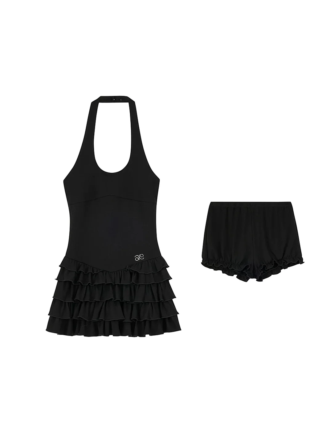 Ayo | Rhinestone Halter Fitted Tiered Dress