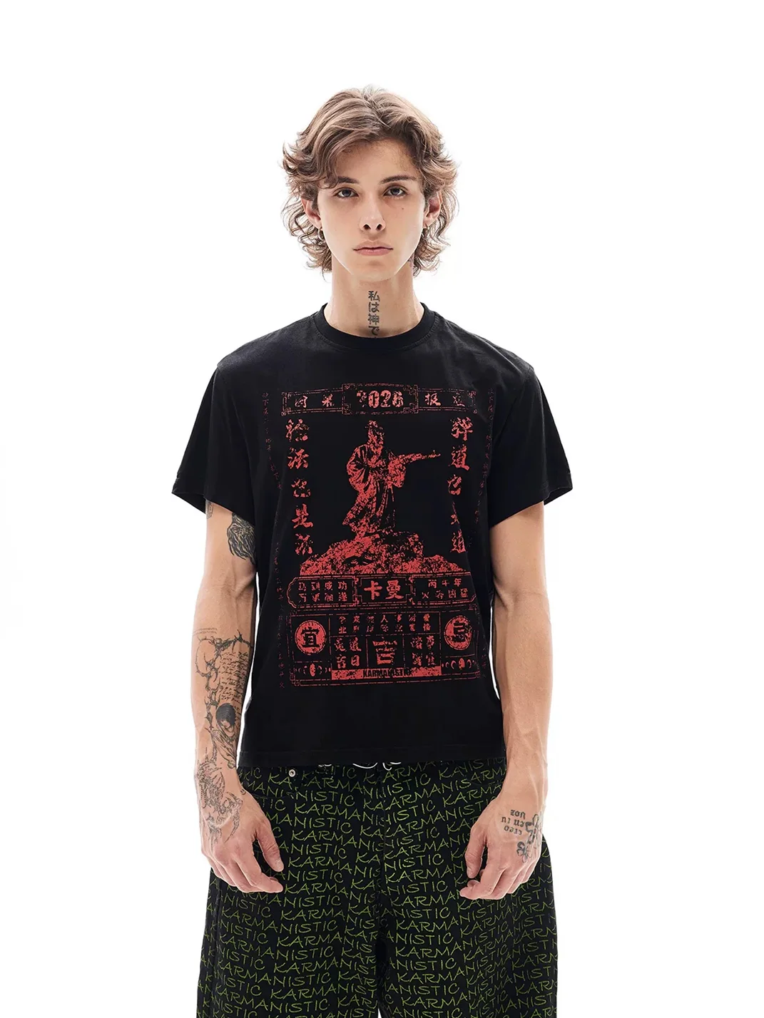 KARMANISTIC | Vintage Washed Calendar Print Loose T-Shirt