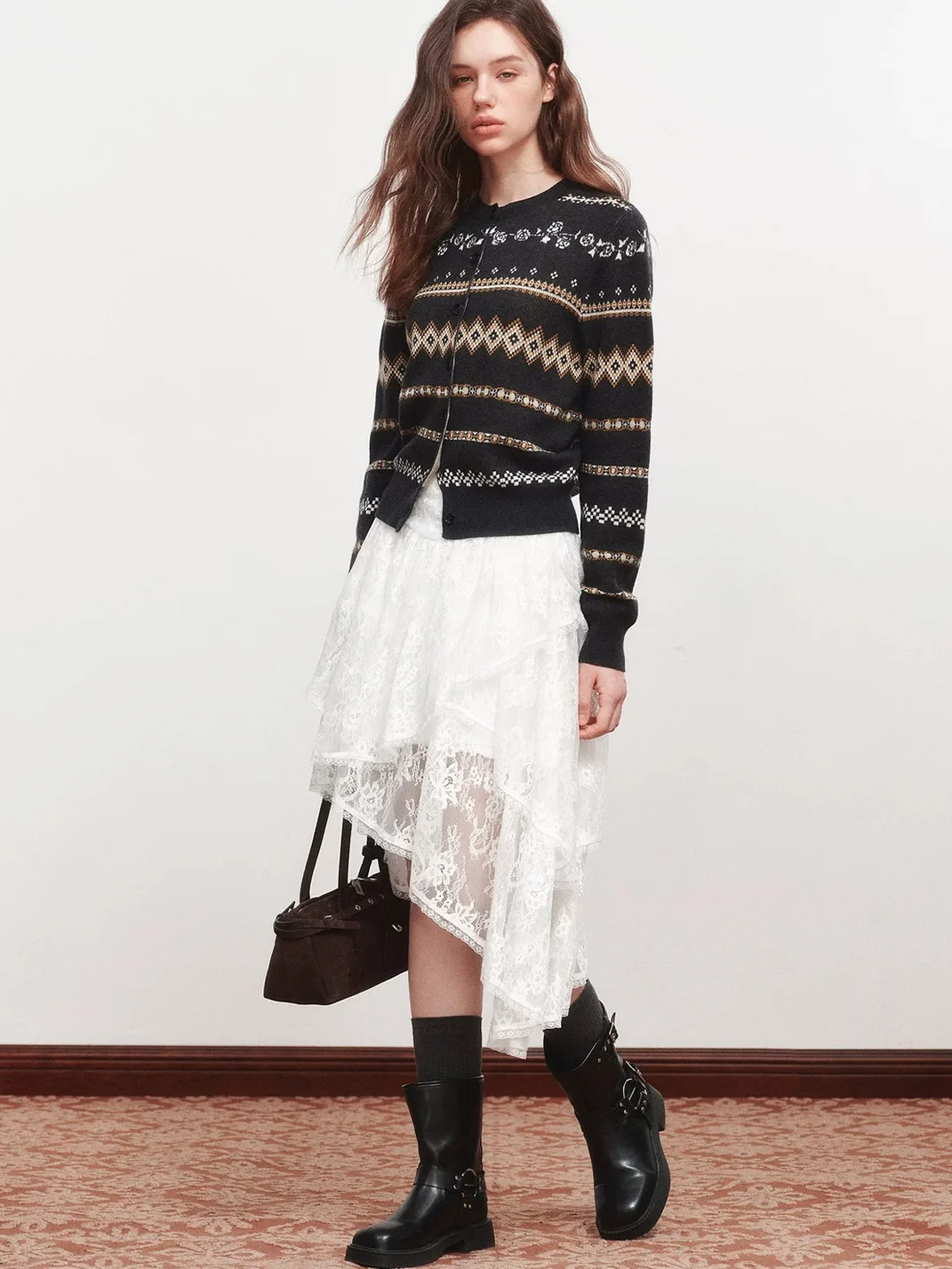 Ayo | Asymmetric Layered Lace Midi Skirt