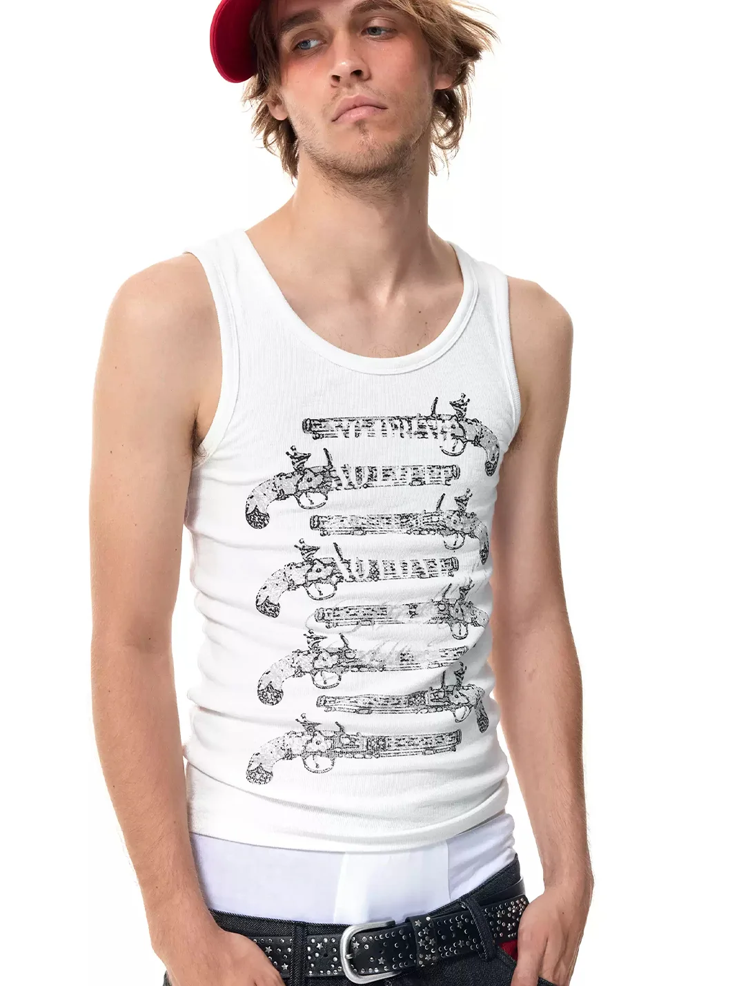 HAS2SONS | Slim Fit Musket Print Sleeveless Tank Top