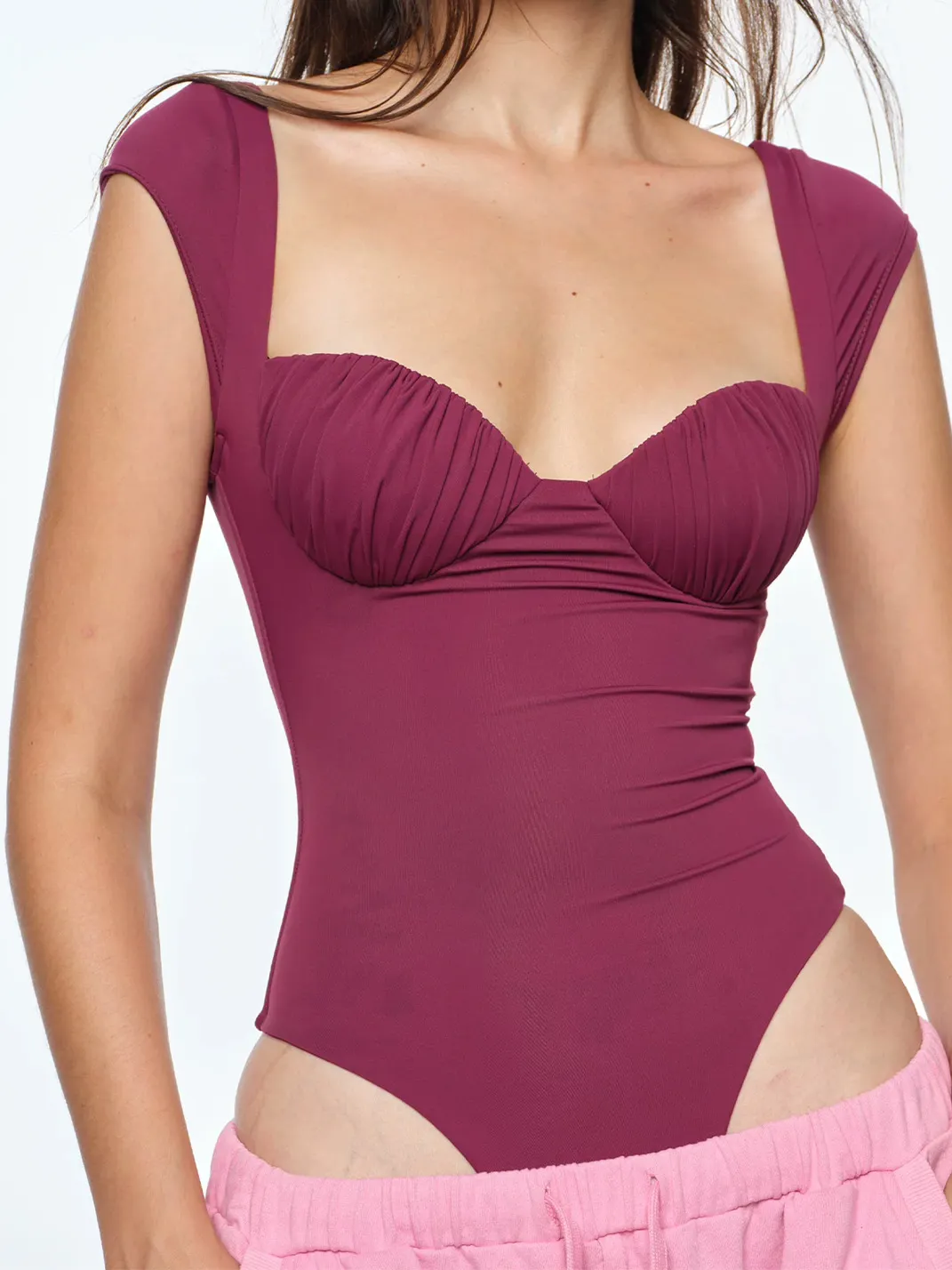 BUM STUDIO | Padded Ruched Open-Back Bodysuit