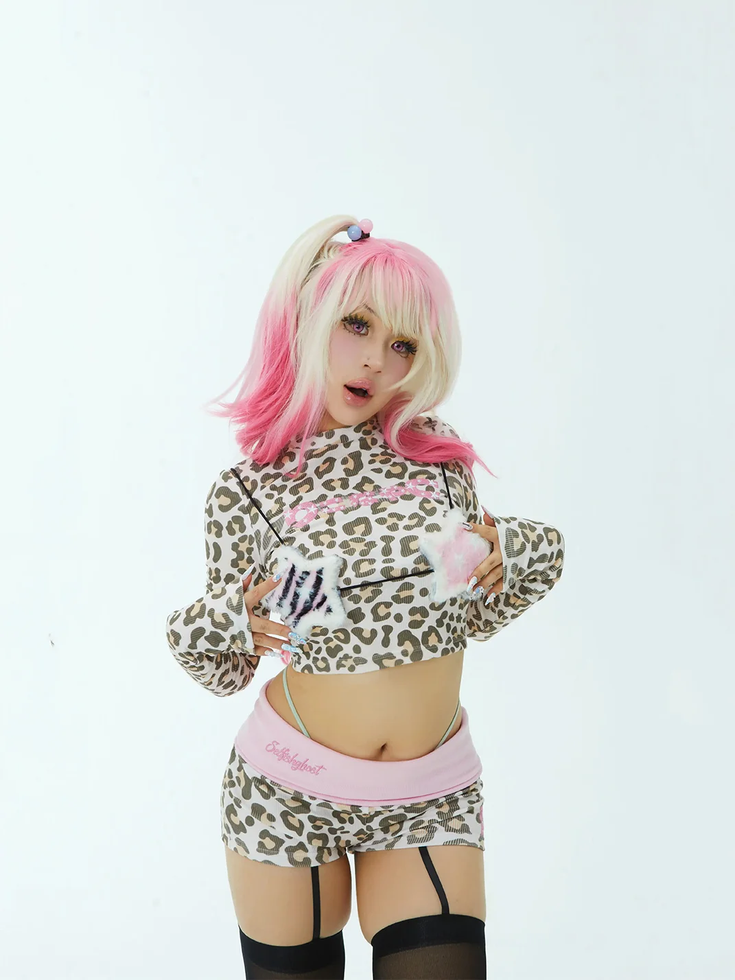 Selfish Ghost | Leopard Print Cropped Top Shorts Set
