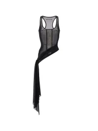 JYOSEI | Studded Sheer Mesh Asymmetric Tank Top