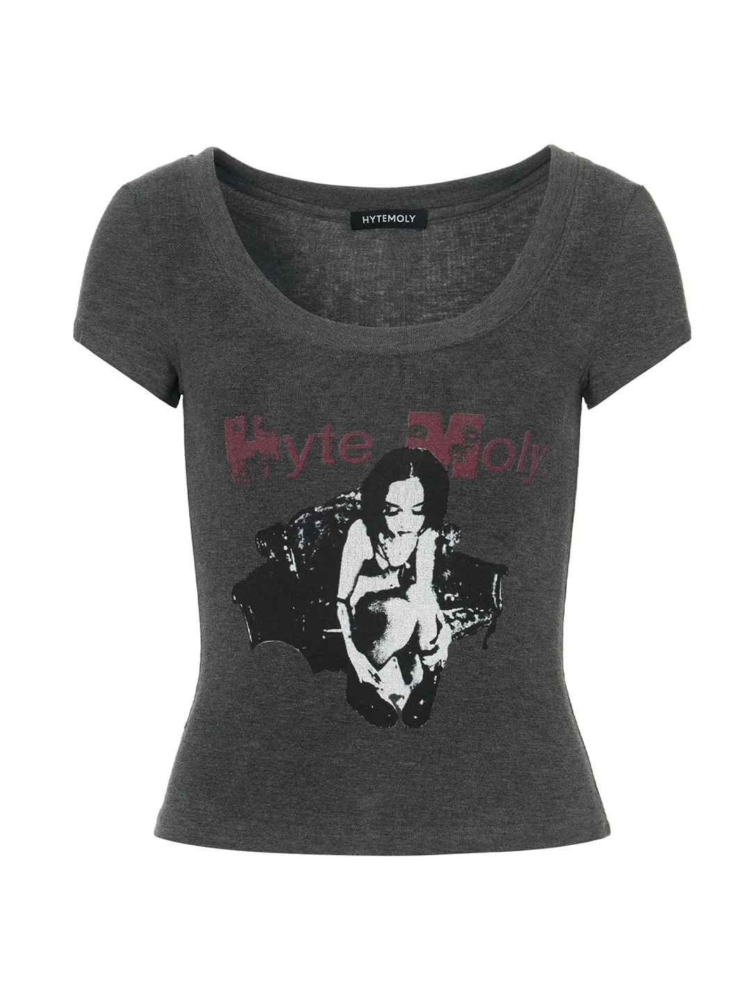 HYTE MOLY | Portrait Print Fitted Cropped T-Shirt